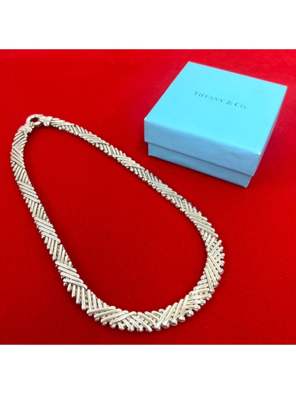 Tiffany & Co Vintage Braided Necklace 925 Sterling Silver Choker